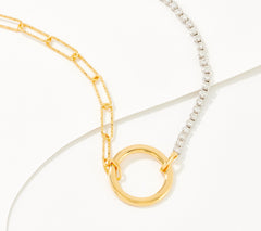 Affinity Sterling Silver & Goldclad Diamonds Tennis and Paperclip Necklace, 18"