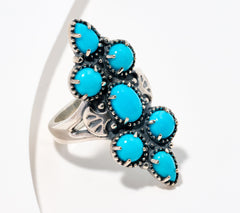 American West Sterling Silver Sleeping Beauty Turquoise Cluster Ring Size 10