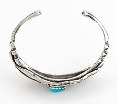 Fritz Casuse Sterling Silver Turquoise Prayer Feather Cuff, 7-1/4"