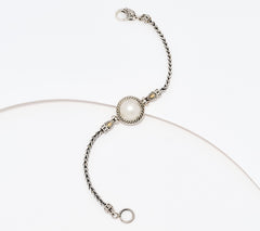 Artisan Crafted Sterling Silver & 18K  White Cultured Mabe Pearl Bracelet, 7-1/4"