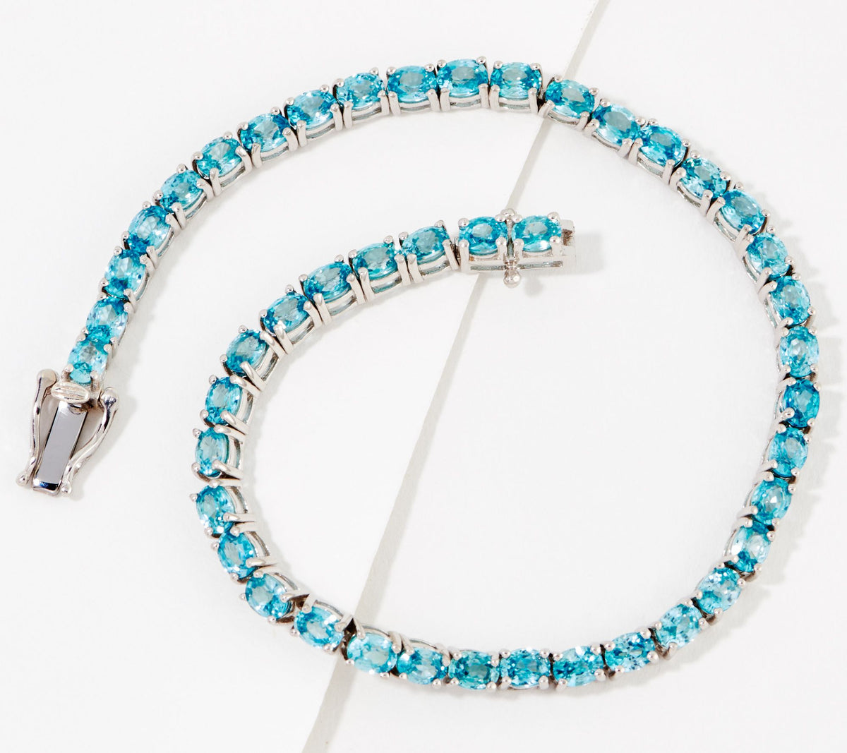 Affinity Gems Sterling Silver Oval Cut Blue Zircon Tennis Bracelet, 6-3/4"