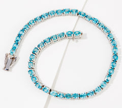 Affinity Gems Sterling Silver Oval Cut Blue Zircon Tennis Bracelet, 6-3/4"