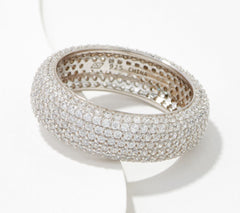Diamonique Sterling Silver Micro Pave Eternity Band Ring, Size 5