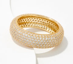 Diamonique Sterling Silver Goldclad Micro Pave Eternity Band Ring, Size 7