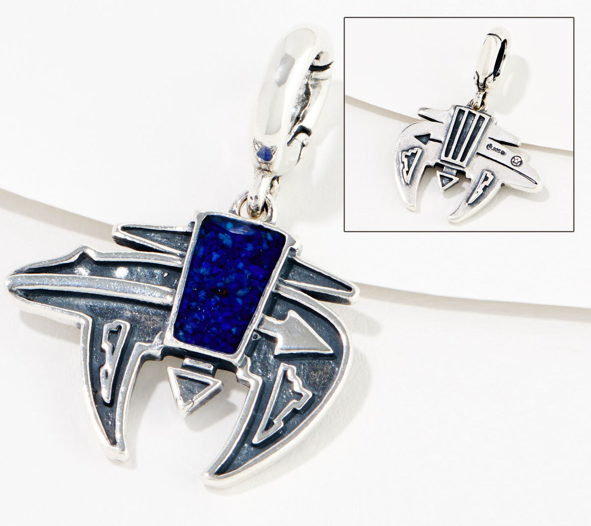 American West Sterling Silver Gemstone Bear Charm, 1-1/2"