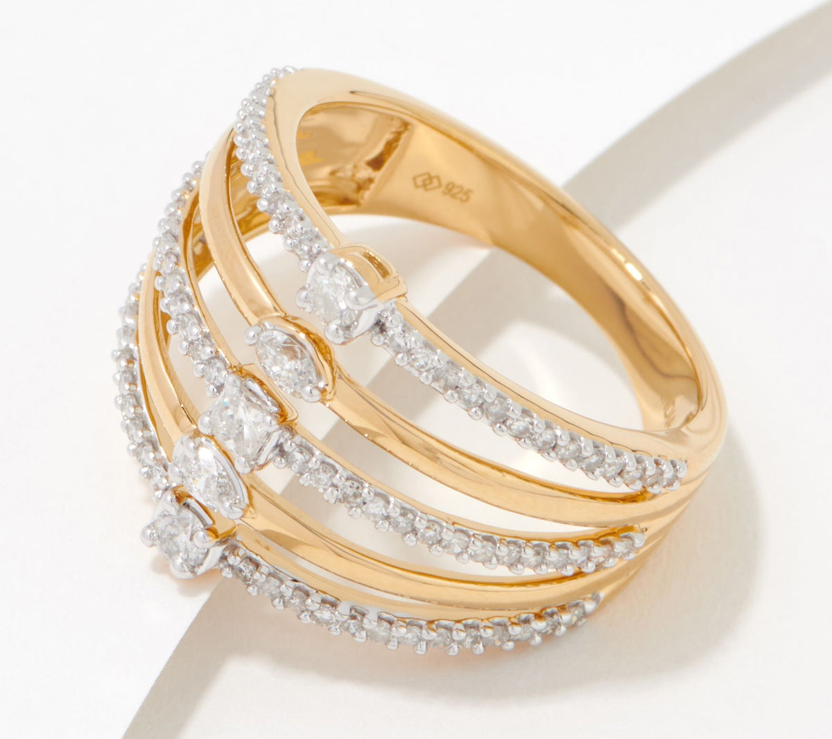 Affinity Diamonds Gold-Plated Silver Pave Band Fancy Ring â€“ Size 6