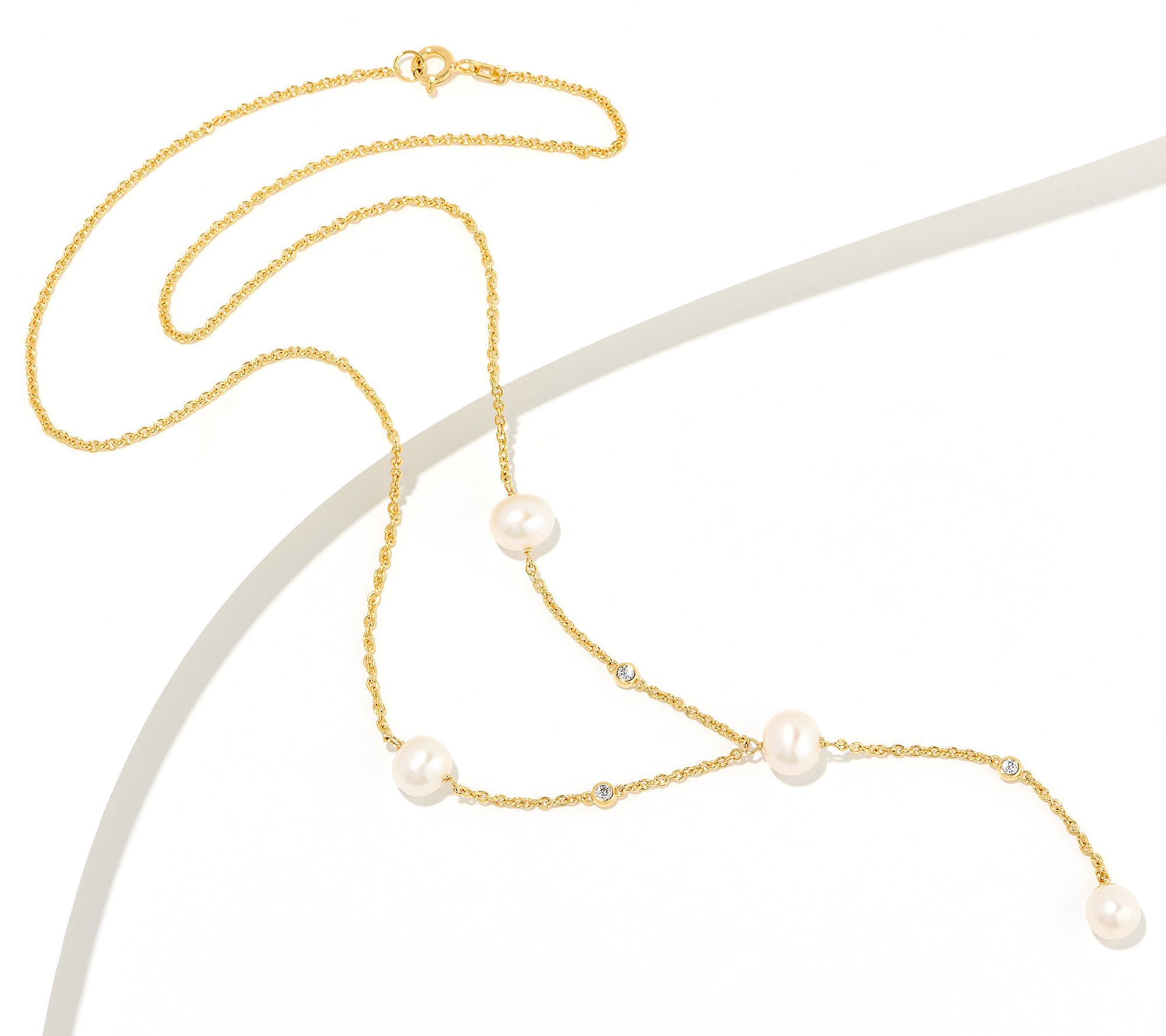 Diamonique 23KY GoldClad Sterling Silver Pearl Y Neck Drop Necklace