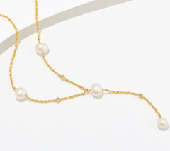 Diamonique 23KY GoldClad Sterling Silver Pearl Y Neck Drop Necklace