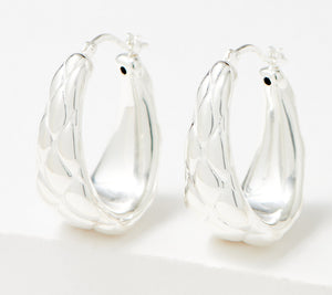 Aros alargados pulidos de plata fina 950 ultrafina de 1-1/8"