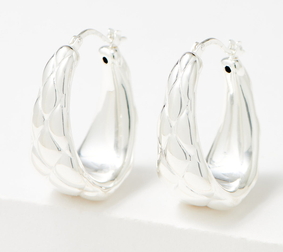 Aros alargados pulidos de plata fina 950 ultrafina de 1-1/8"