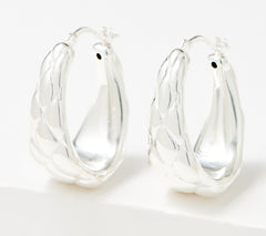 Aros alargados pulidos de plata fina 950 ultrafina de 1-1/8"