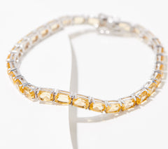 Affinity Gems Elongated Cushion Semi Precious Citrine Tennis Bracelet, SS 7-1/4"