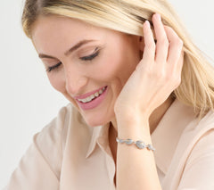 Artisan Crafted Sterling Silver & 18K Accents Station Bracelet, 6-3/4"