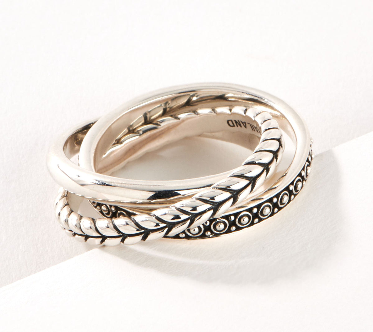 JAI Sterling Silver Balance & Harmony Triple Rolling Ring, Size 6