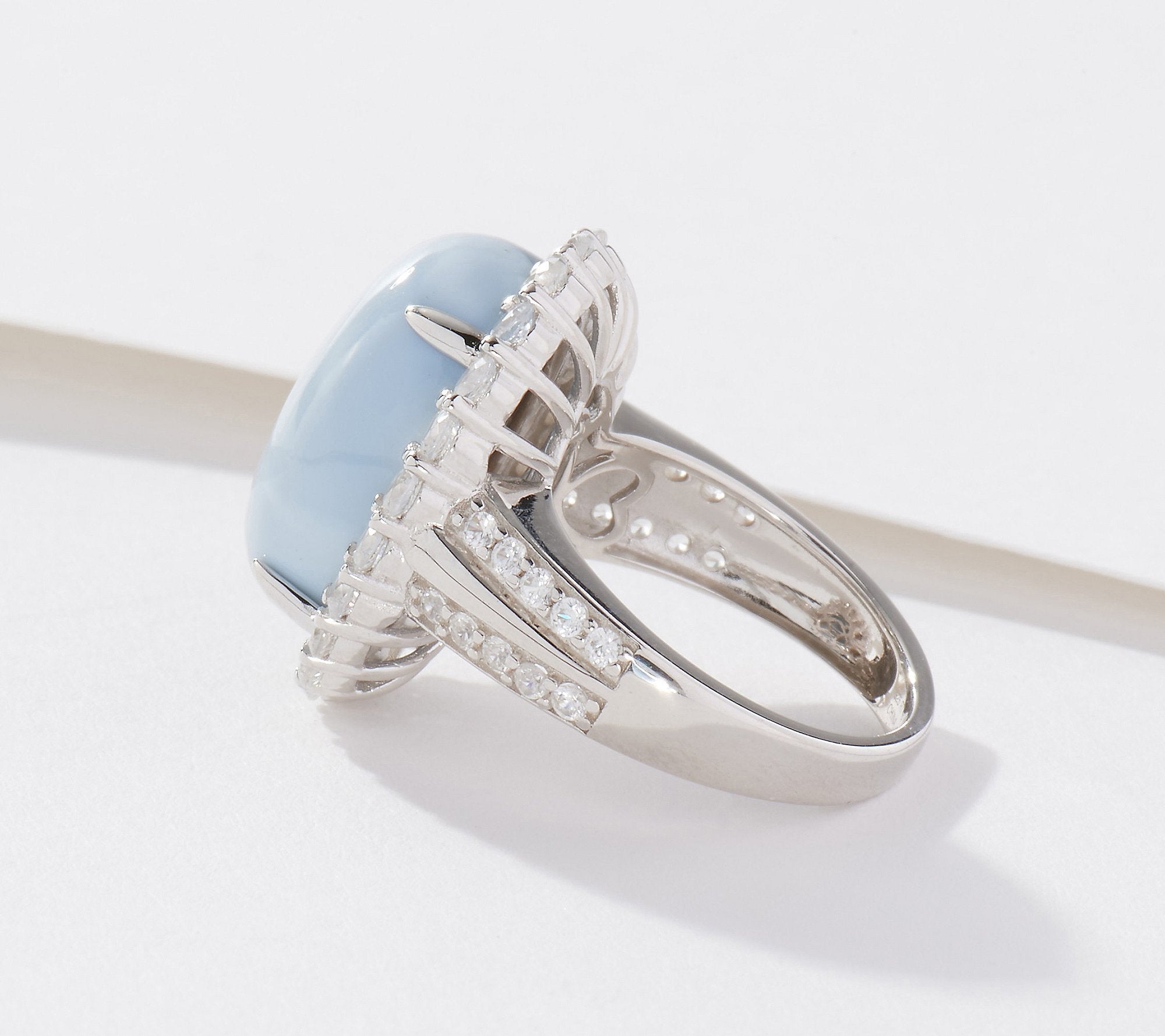 Affinity Gems Oval Opaque Gem and White Zircon Ring, Size  6