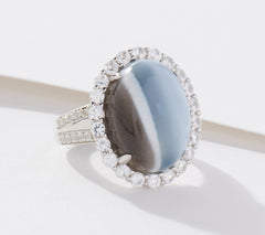 Affinity Gems Oval Opaque Gem and White Zircon Ring, Size  6