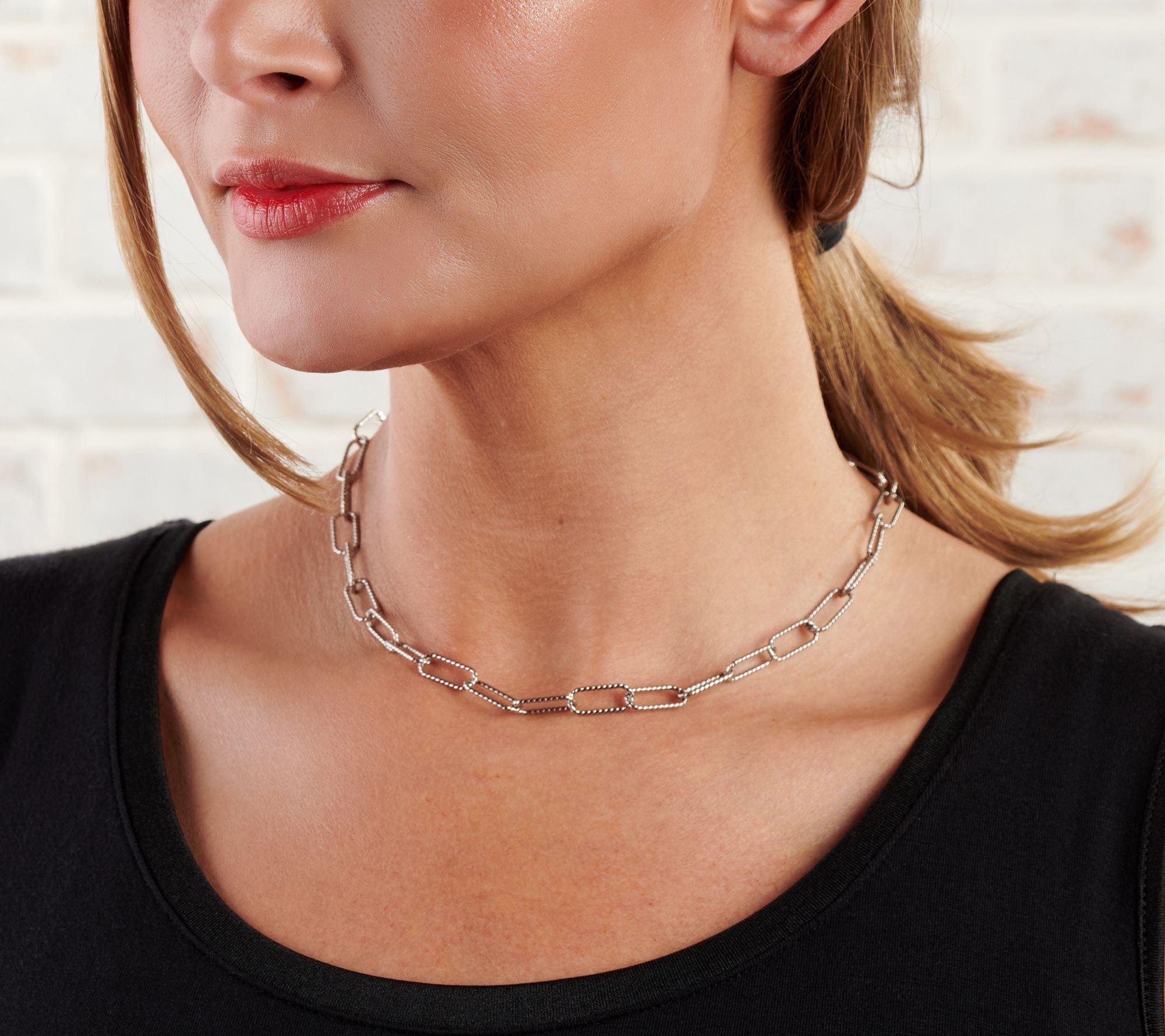 American West Sterling Silver Paperclip Necklace,17"
