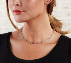 American West Sterling Silver Paperclip Necklace,17"