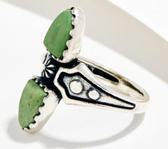 American West Sterling Silver Shield Shape Green Turquoise Ring, Size 8