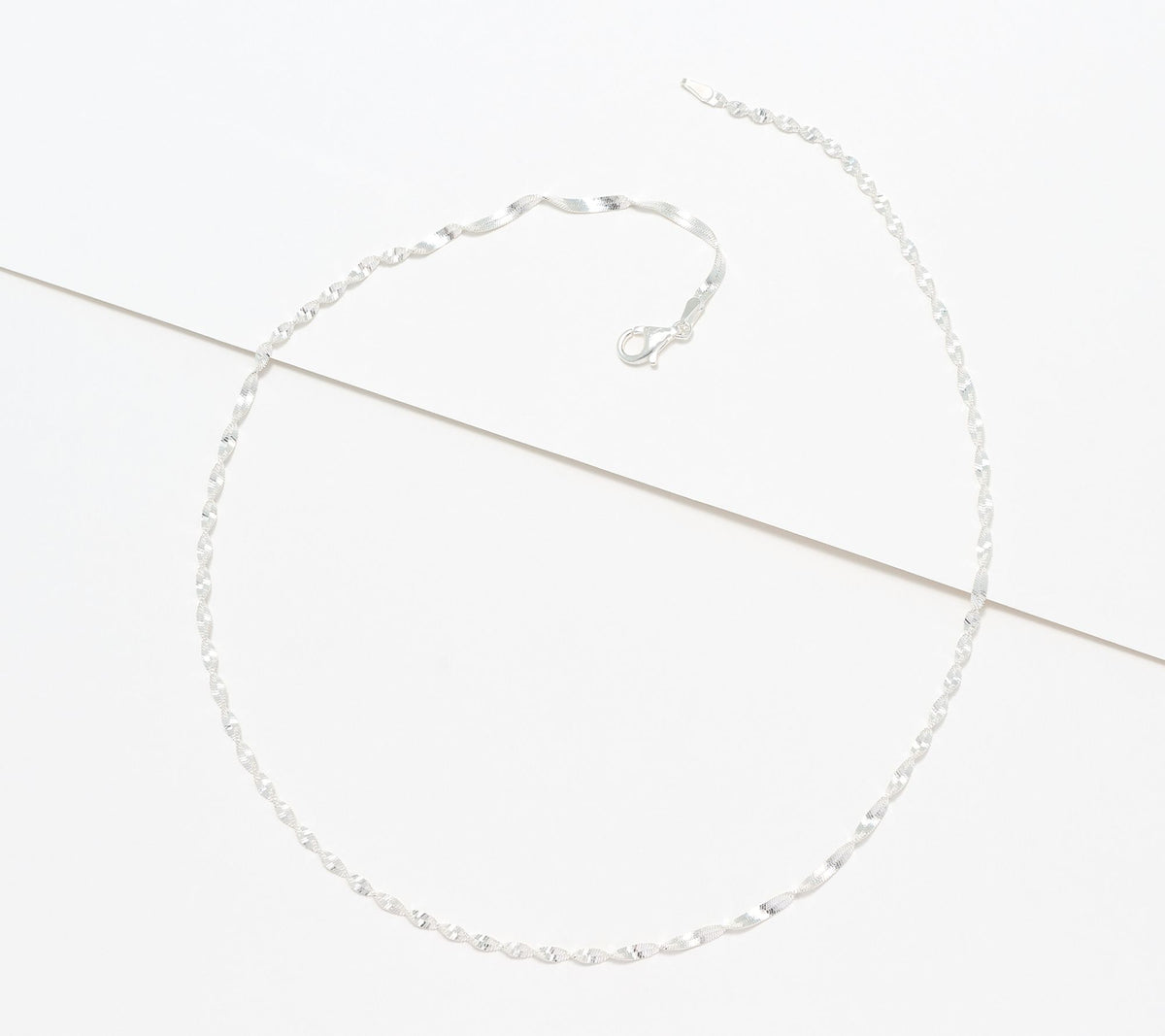 UltraFine 950 Fine Silver Twisted Herringbone Necklace 18"