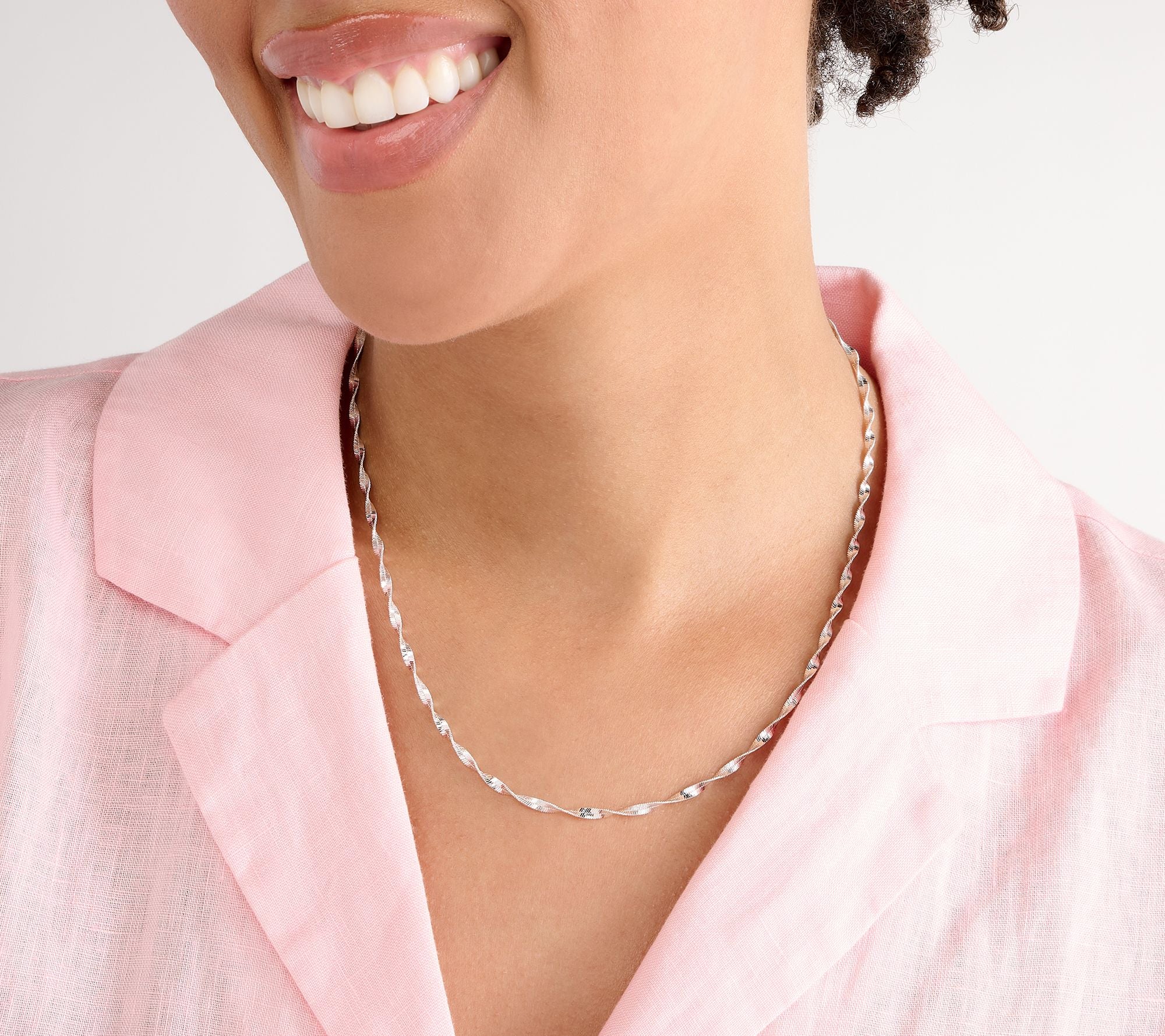 UltraFine 950 Fine Silver Twisted Herringbone Necklace 18"