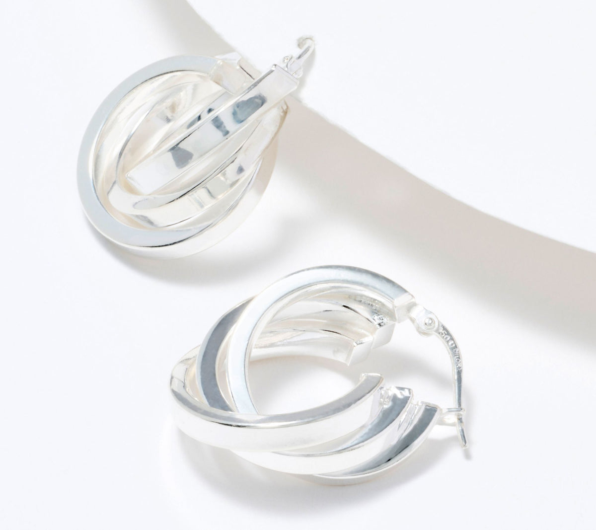 UltraFine 950 Silver Triple Hoop  Earrings, 1"