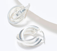UltraFine 950 Silver Triple Hoop  Earrings, 1"
