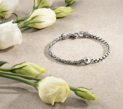 JAI Sterling Silver Byzantine & Box Chain Bracelet, 8"