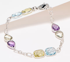 Artisan Crafted Sterling Silver Multi Gemstone Bracelet, 8"