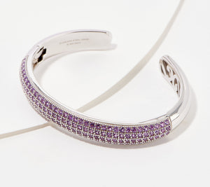 Affinity Gems Amethyst Gemstone Cuff – Sterling Silver, Small