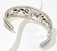 JAI Sterling Silver Multi Box-Chain Hammered Cuff Bracelet, 7-1/4"