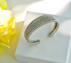 JAI Sterling Silver Multi Box-Chain Hammered Cuff Bracelet, 7-1/4"