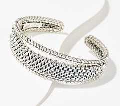 JAI Sterling Silver Multi Box-Chain Hammered Cuff Bracelet, 7-1/4"