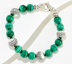 JAI Sterling Silver Master Artisan Green malachite Gem Bracelet, 8"