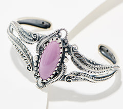 American West Leaf & Scroll Phosphosiderite Cuff, Sterling Silver, Avg