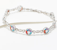 Diamonique x Kathy Levine Pinwheel Multi Color Bracelet Sterling Silver, Average