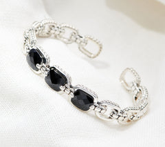 JAI Sterling Silver Gemstone Cuff, Black Spinel, 6-3/4'