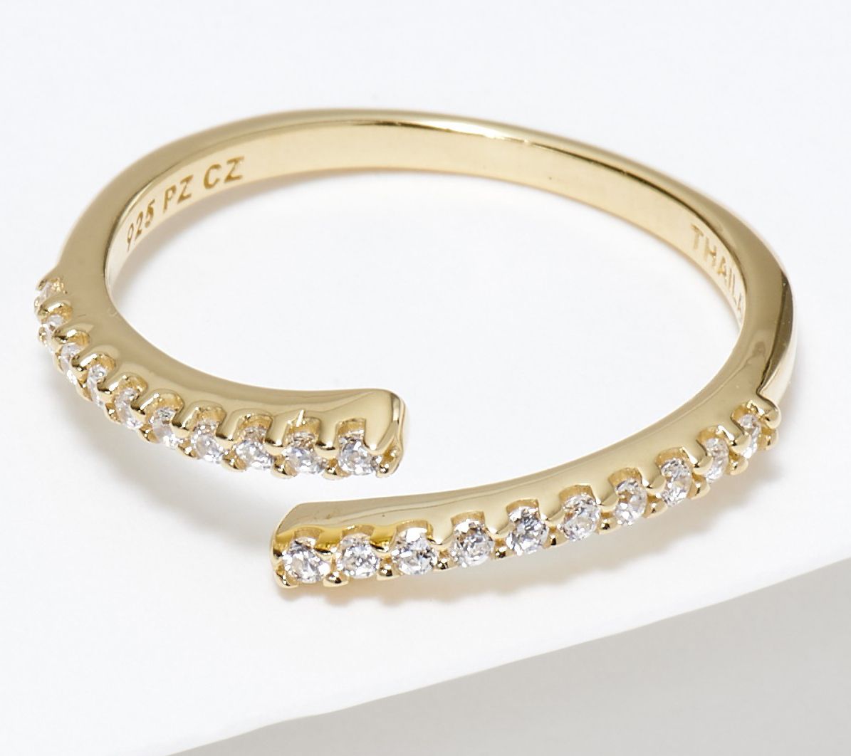 Diamonique x Courtney Khondabi Bypass Ring Sterling 14K Gold-Plated Sterling Silver Size 7