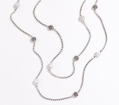 JAI Sterling Silver Kalahari & Howlite Bead 2.7mm Box Chain Necklace, 36"