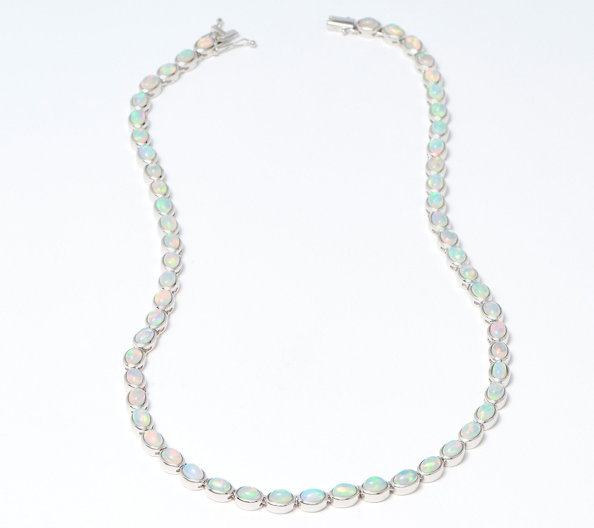 Affinity Gems Oval Tennis  Ethiopian opal Necklace, Sterling Silver