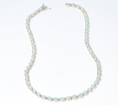 Affinity Gems Oval Tennis  Ethiopian opal Necklace, Sterling Silver