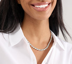 Affinity Gems Oval Tennis  Ethiopian opal Necklace, Sterling Silver