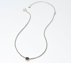 JAI Sterling Silver & 14K Accents Black Spinel Box Chain Necklace, 16"