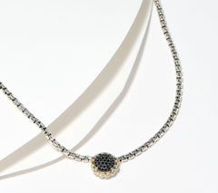 JAI Sterling Silver & 14K Accents Black Spinel Box Chain Necklace, 16"