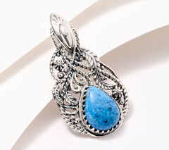 American West Denim Lapis Gemstone Leaf & Rope Detail Sterling Silver Enhancer