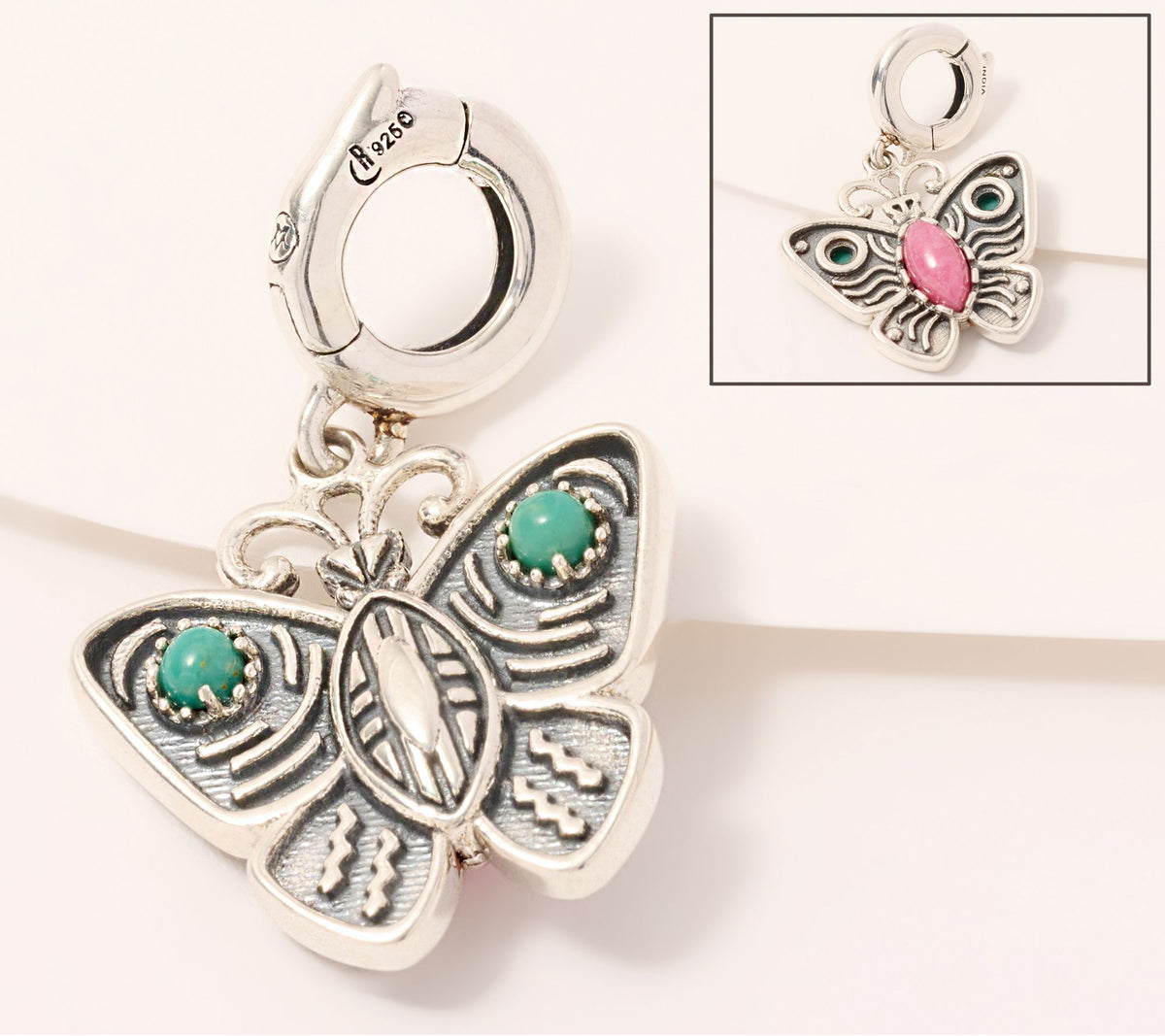 American West Sterling Silver Gemstone Butterfly Reversible Enhancer, 1"