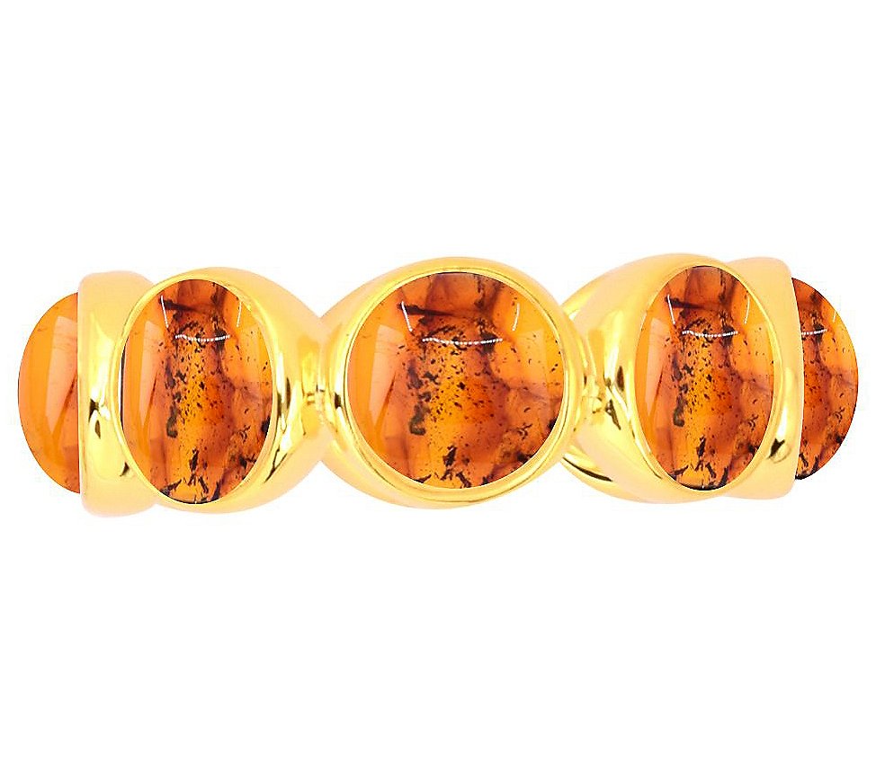Affinity Gems Amber Band Ring, 14K Gold Plated, Size 9