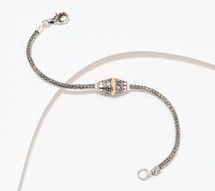 Artisan Crafted by Robert Manse SS & 18K Scroll & Dot Detail Barrel Bracelet