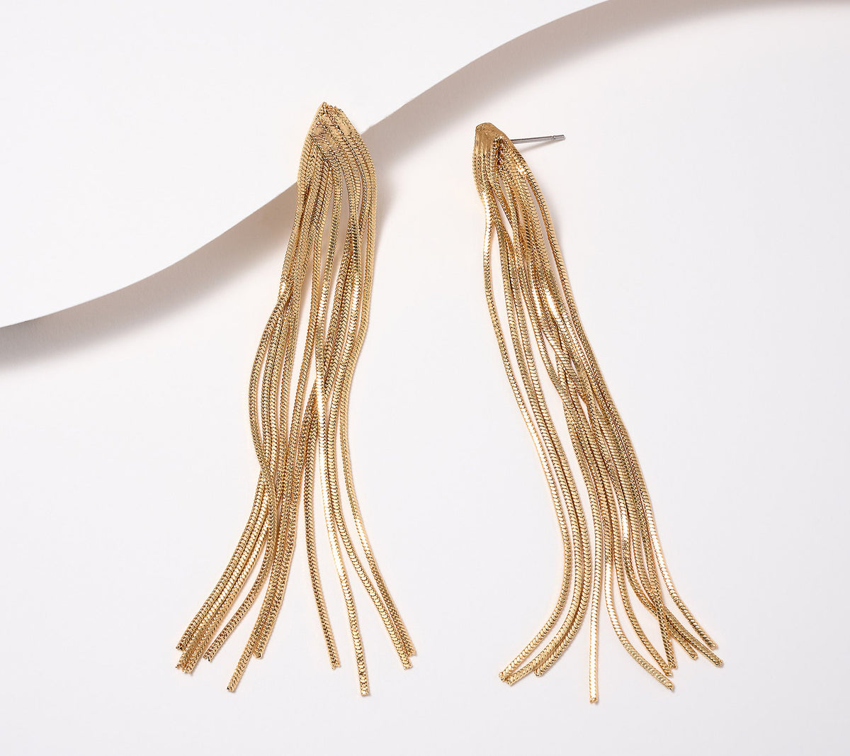 Susan Graver Shining Waterfall Gold Tone Earrings