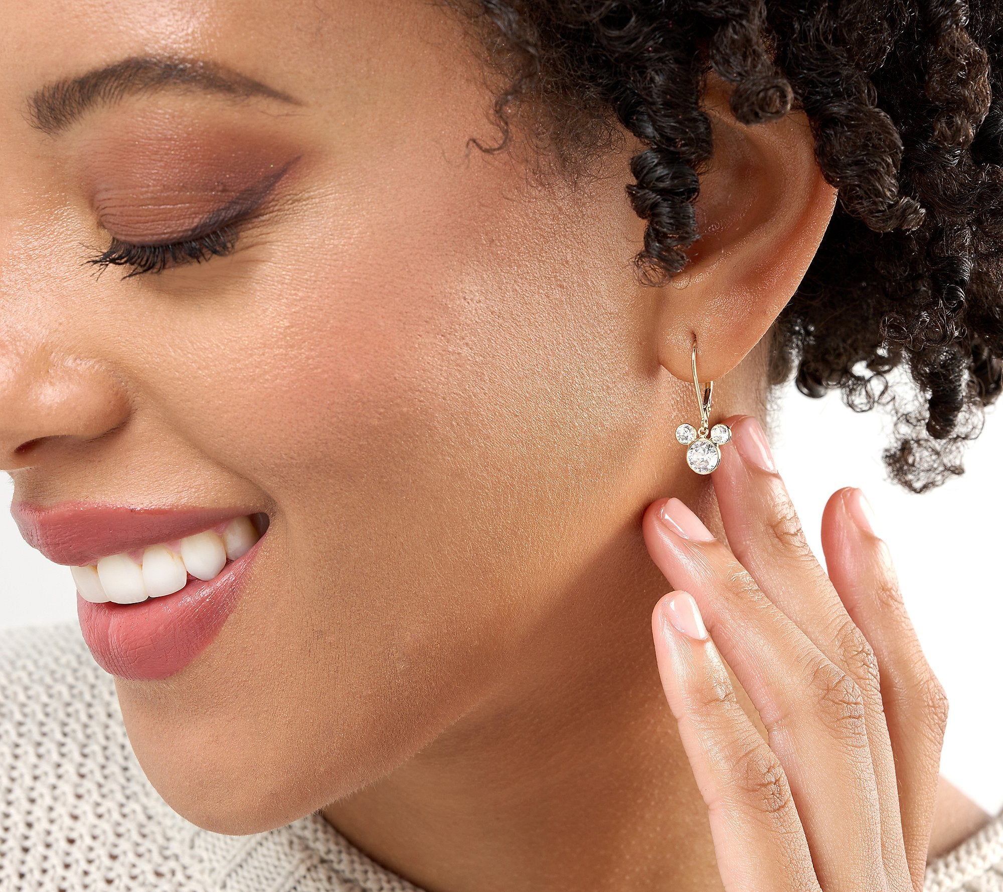 Diamonique's Disney 100 Facet Lever Back Earrings, 14K Gold